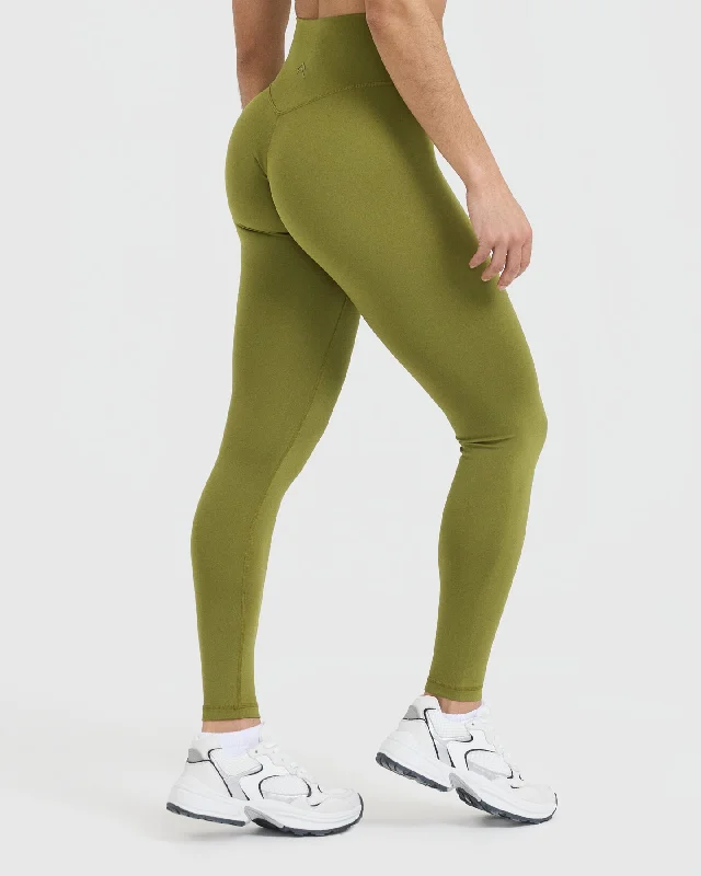 Timeless High Waisted Leggings | Olive Green