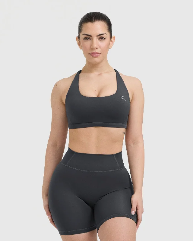 Timeless Square Neck Sports Bra | Coal