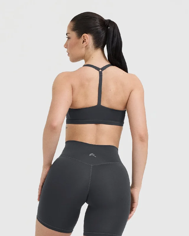 Timeless Square Neck Sports Bra | Coal