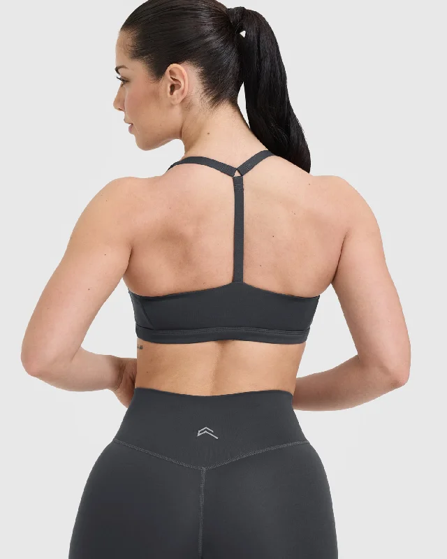 Timeless Square Neck Sports Bra | Coal