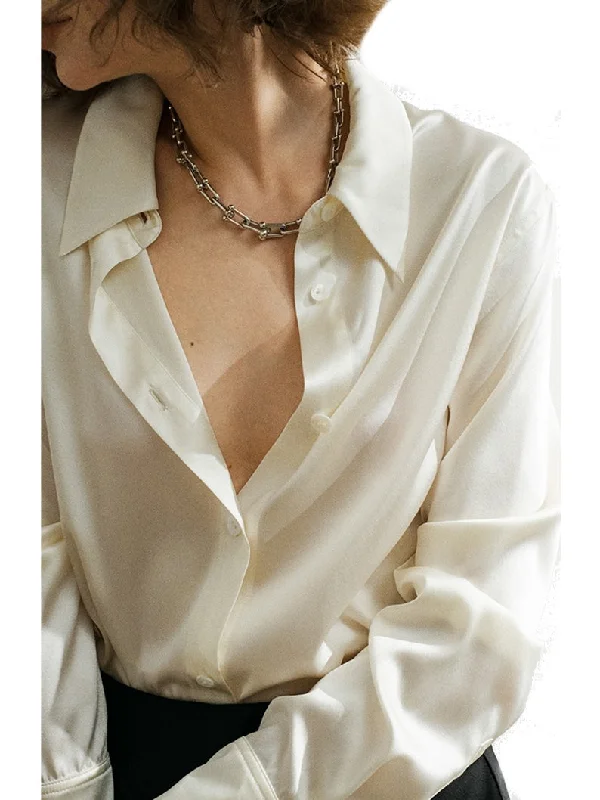 NoNothing | Pure silk classic shirt in cream