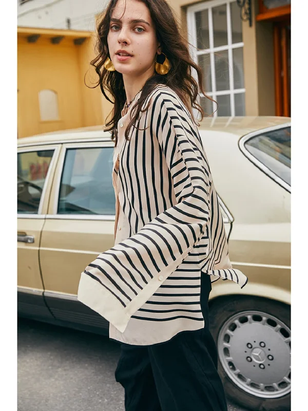 Nonothing | Luxurious pure silk shirt in striped print