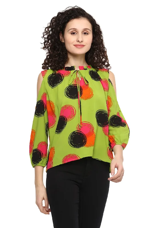 Abstract Balls Cold Shoulder Top