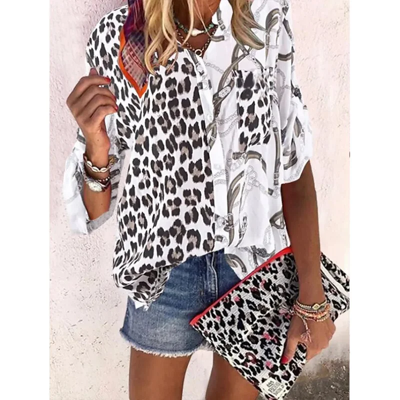 FashionSierra - Loose Leopard Print Blouses