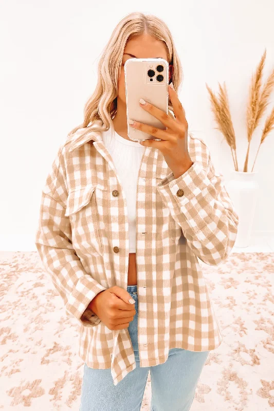 Checked Out Oversized Shirt Light Fennel