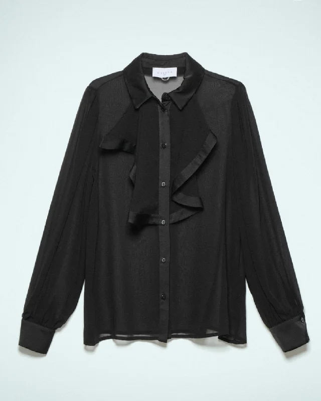 GAELLE PARIS CAMICIA GBDP18740  Blusa In Raso E Chiffon nero