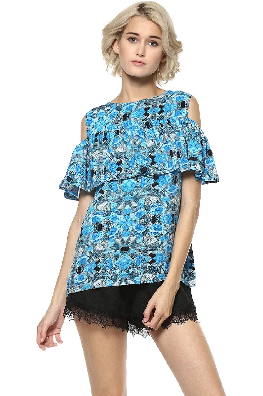 Deep Sea Cold Shoulder Top