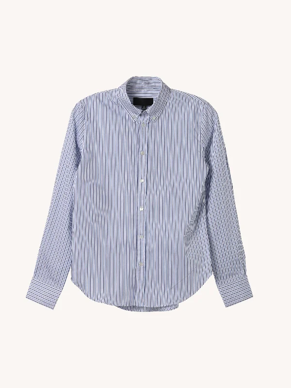 Dyllan Shrunken Stripe Shirt in Blue