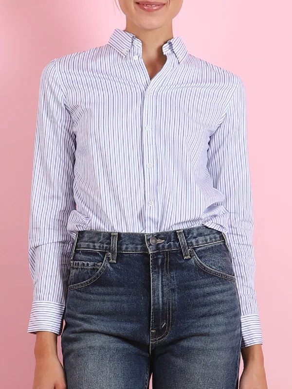 Dyllan Shrunken Stripe Shirt in Blue