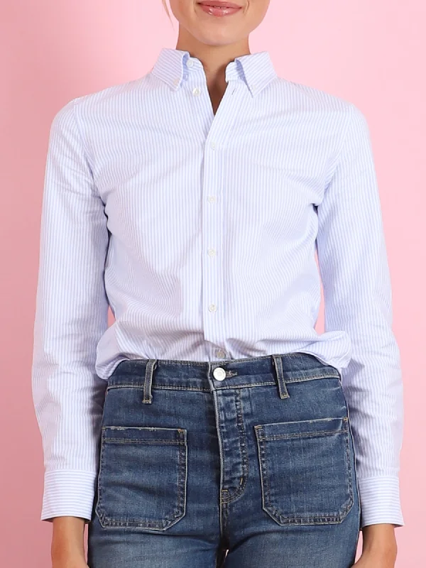 Dyllan Shrunken Stripe Shirt in Light Blue