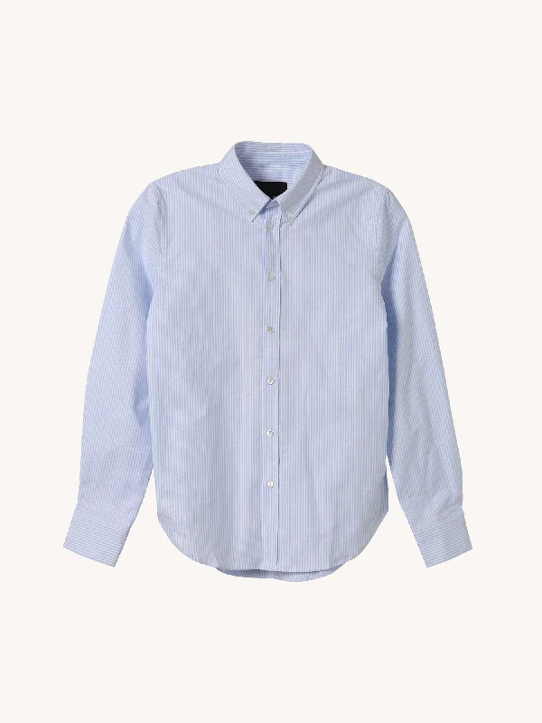 Dyllan Shrunken Stripe Shirt in Light Blue