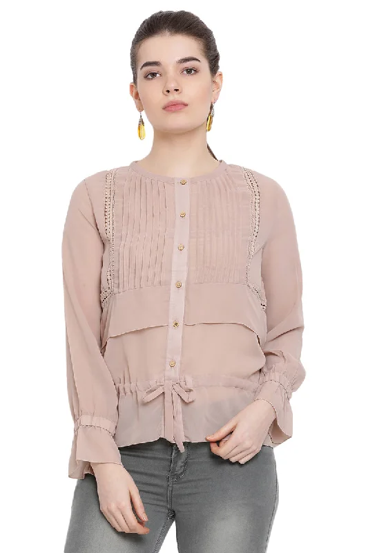 Front Tie Streak Casual Top