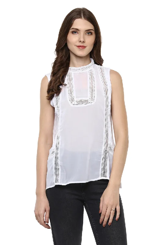 High Neck Lace Casual Top