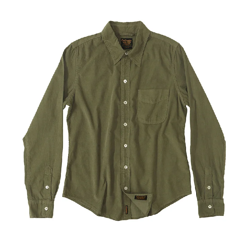 Long Sleeve Light Weight Corduroy Women's Single Pocket Shirt - Soft Olive #3132