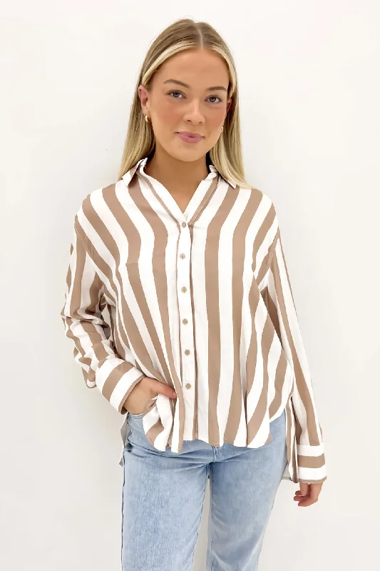 Maxton Shirt Taupe Stripe