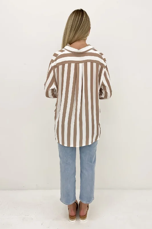 Maxton Shirt Taupe Stripe