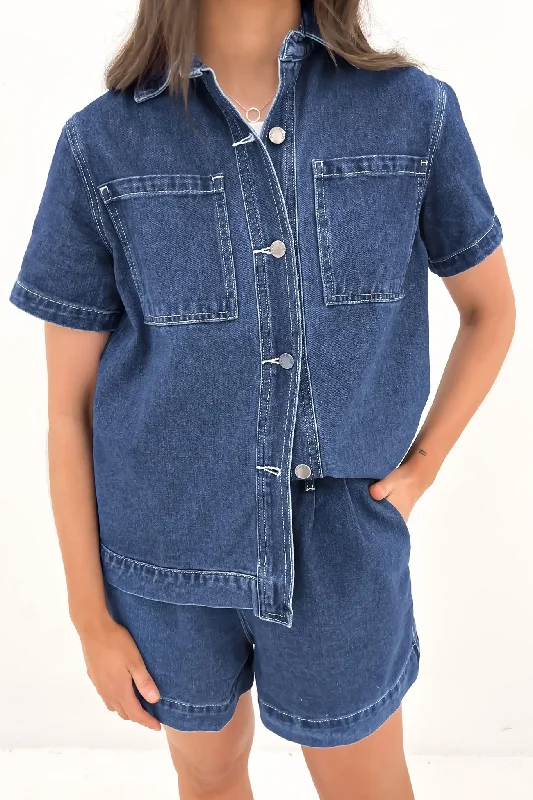 Serina Denim Shirt Dark Blue