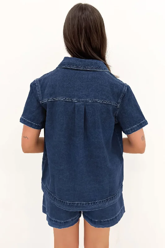 Serina Denim Shirt Dark Blue