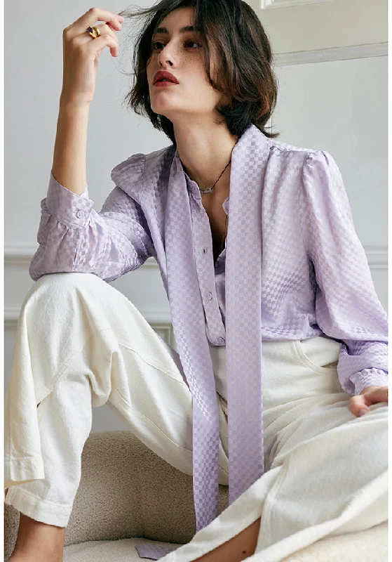 NoNothing | Women's mulberry silk bow blouse in purple