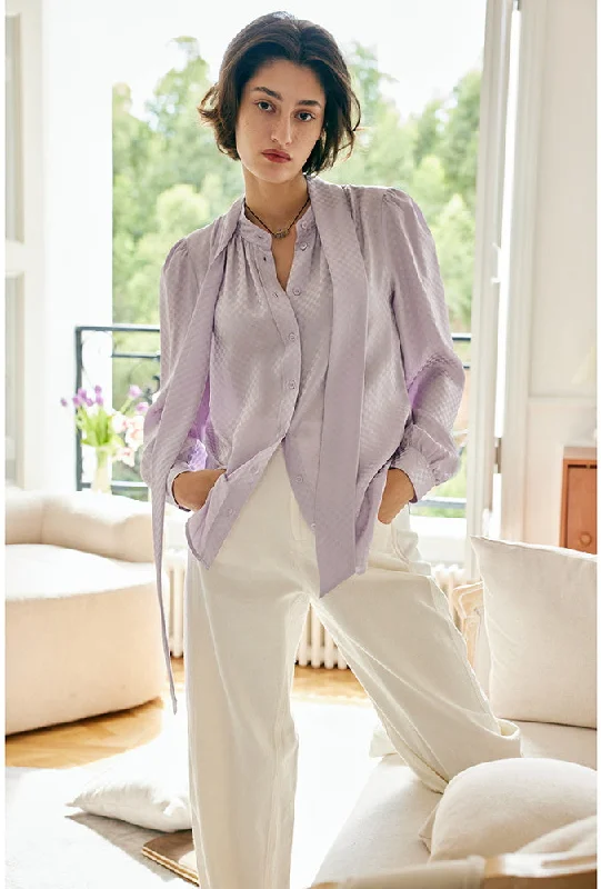 NoNothing | Women's mulberry silk bow blouse in purple