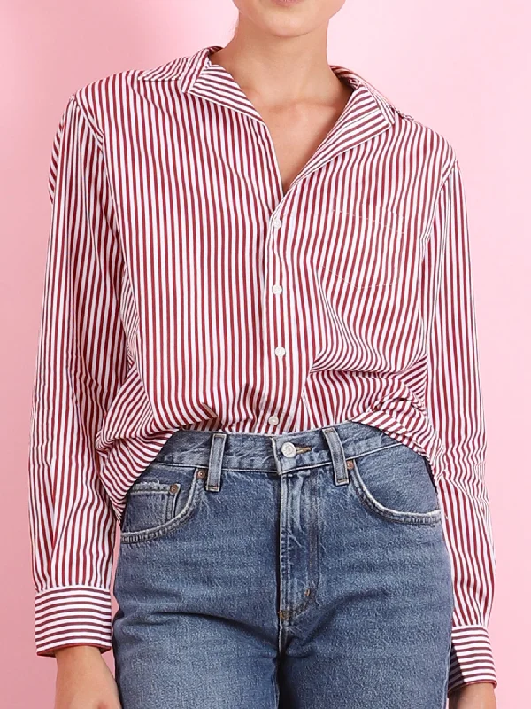 Stripe Eileen Shirt in Maroon