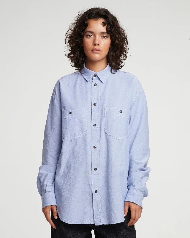 G.o.D Mechanic Shirt Washed Oxford Blue