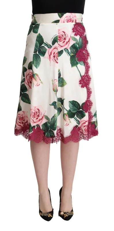 Dolce & Gabbana Elegant Floral A-Line Midi Women's Skirt