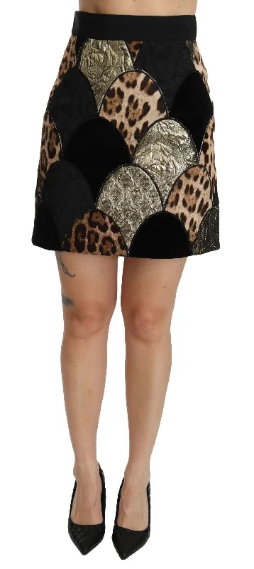 Dolce & Gabbana High-Waisted Leopard Print Women's Skirt