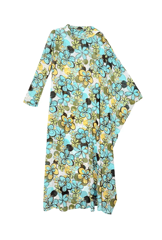 Buru x Kelly Golightly Kaftan - Aqua Daisy