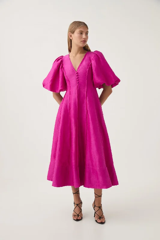 Dusk Puff Sleeve Midi Dress