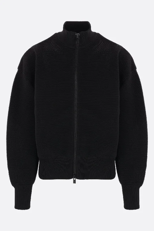 rib knit bomber jacket