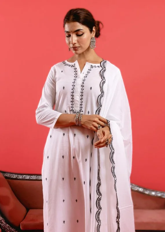 White Straight Kurta with Loose Pant Set