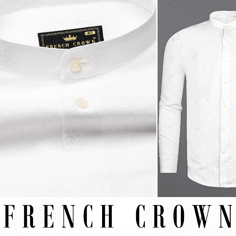 Bright White Textured Luxurious Linen Shirt