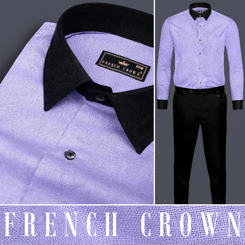 Melrose Purple Textured Luxurious Linen Shirt