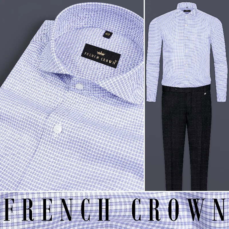 White and Wistful Blue Checkered Premium Cotton Shirt